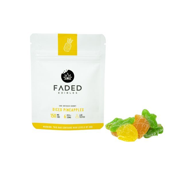 Faded Edibles – CBD 150mg Diced Pineapples | Herbarium Canada