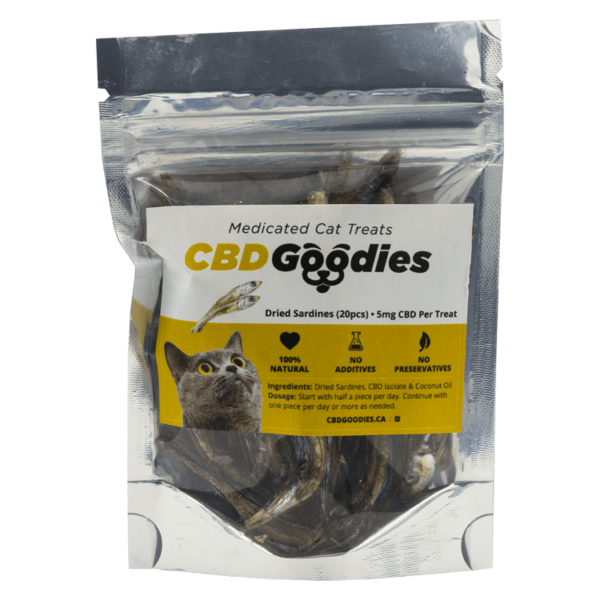 CBD Goodies – Medicated Cat Treats – Dried Sardines – 100mg CBD | Herbarium Canada