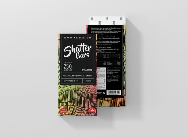 Euphoria Extractions – Shatter Bars – Vegan Dark Chocolate (Sugar Free) – Sativa – 250mg THC | Herbarium Canada